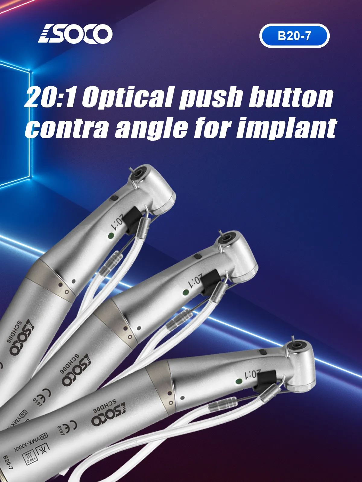 20:1 Optical push button contra angle for implant - DENTAL CONTRA-ANGLE - 1